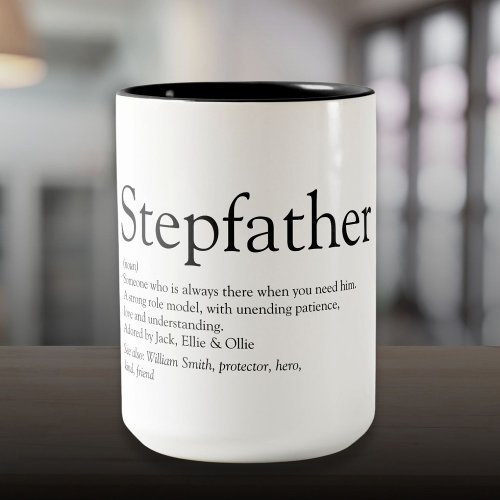 Worlds Best Ever Stepfather Stepdad Definition Two_Tone Coffee Mug