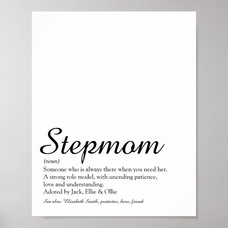 Worlds Best Ever Stepmom Stepmother Definition Poster Zazzle