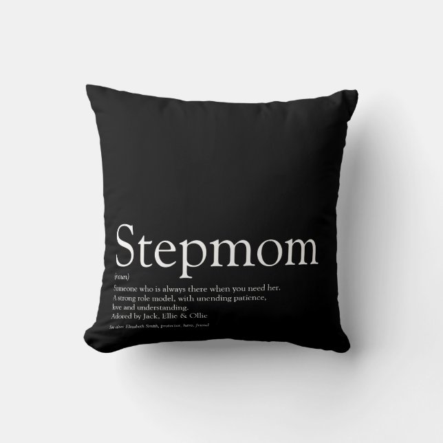 World's Best Ever Stepmom, Stepmother Definition Throw Pillow (Front)