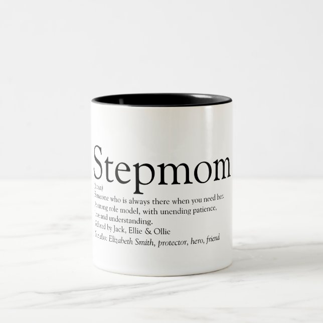World's Best Ever Stepmom, Stepmother Definition Two-Tone Coffee Mug (Center)