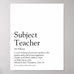 World's Best Ever Teacher Definition Poster