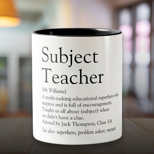 Worlds Best Ever Teacher Definition Two_Tone Coffee Mug