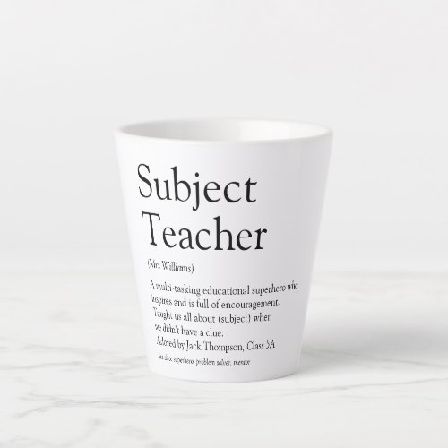 Worlds Best Ever Teacher Definition Typographic Latte Mug