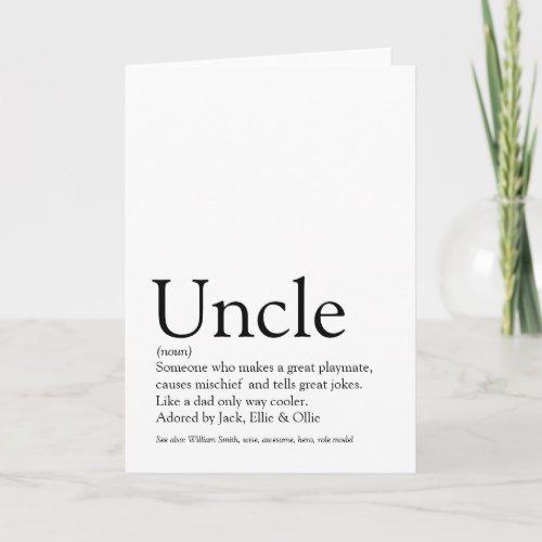 Worlds Best Ever Uncle Funcle Definition Card