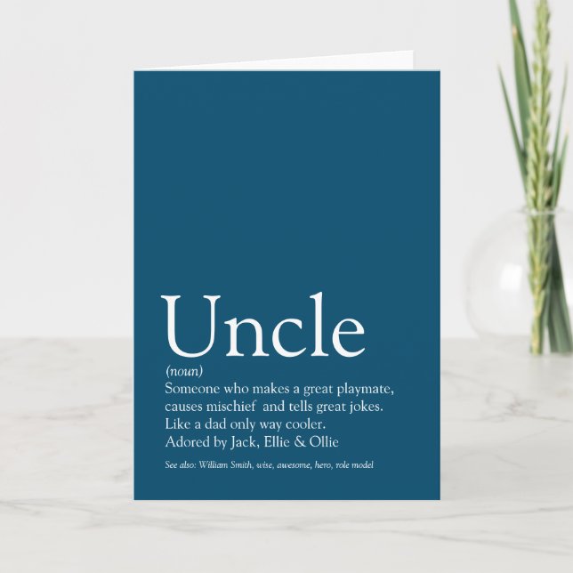World's Best Ever Uncle Funcle Definition Card (Front)