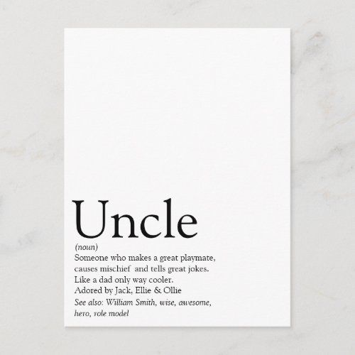 Worlds Best Ever Uncle Funcle Definition Postcard