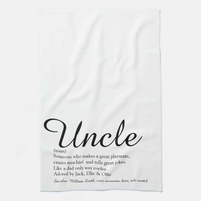 World's Best Ever Uncle, Funcle Modern Definition Kitchen Towel (Vertical)