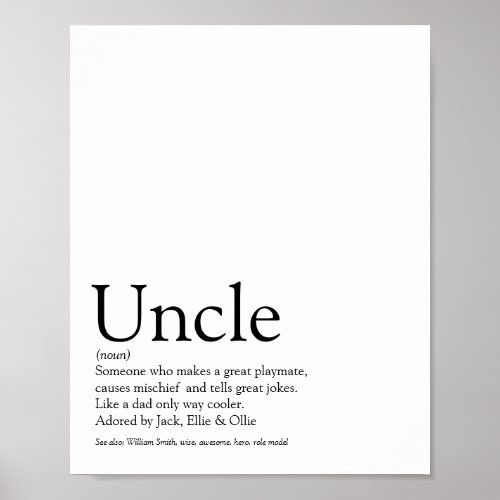 Worlds Best Ever Uncle Funcle Modern Definition Poster