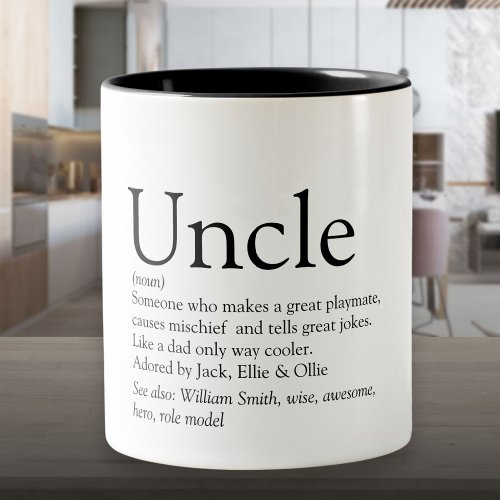 Worlds Best Ever Uncle Funcle Modern Definition Two_Tone Coffee Mug
