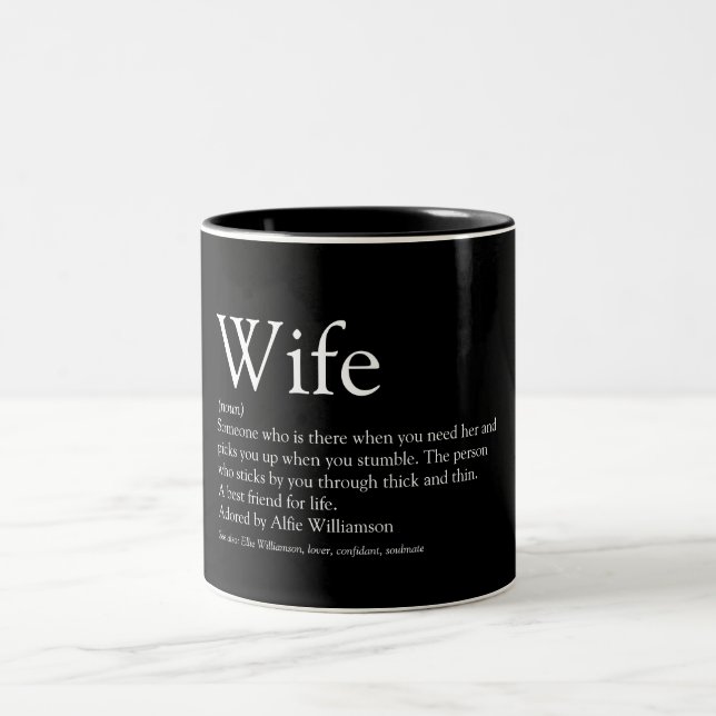World's Best Ever Wife Definition Black and White Two-Tone Coffee Mug (Center)