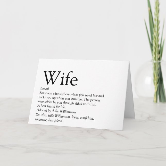 World's Best Ever Wife Definition Card (Front)