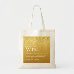 World's Best Ever Wife Definition Gold Glitter Tote Bag