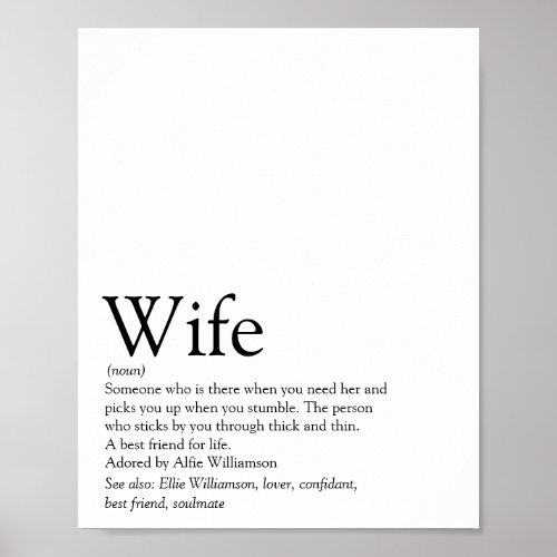 Worlds Best Ever Wife Definition Poster