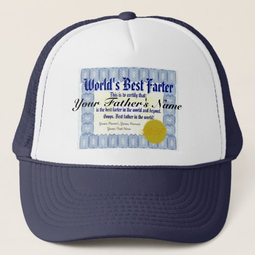 Worlds Best Farter Funny Dad Prank Trucker Hat