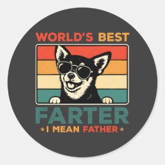 World's Best Farter I Mean Father Funny Dad Dog Classic Round Sticker