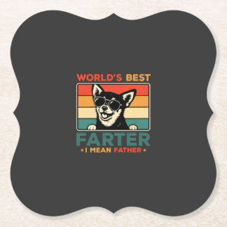 World's Best Farter I Mean Father Funny Dad Dog Paper Coaster