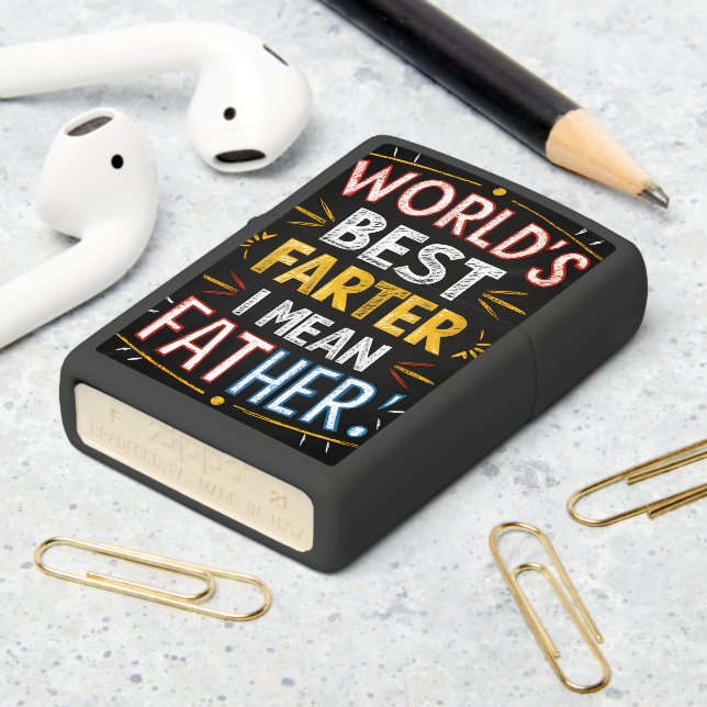 Worlds Best Farter I Mean Father  Zippo Lighter (On Table 2)