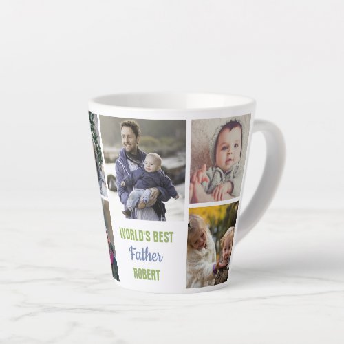 Worlds Best Father Instagram Photo Collage Name Latte Mug
