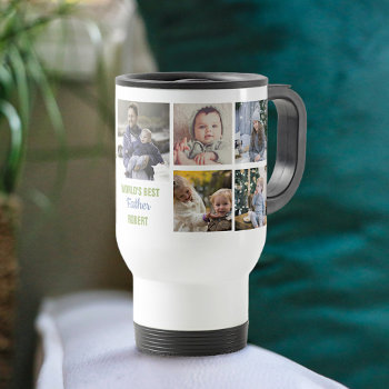 World's Best Father Instagram Photo Collage Name Travel Mug by PictureCollage at Zazzle