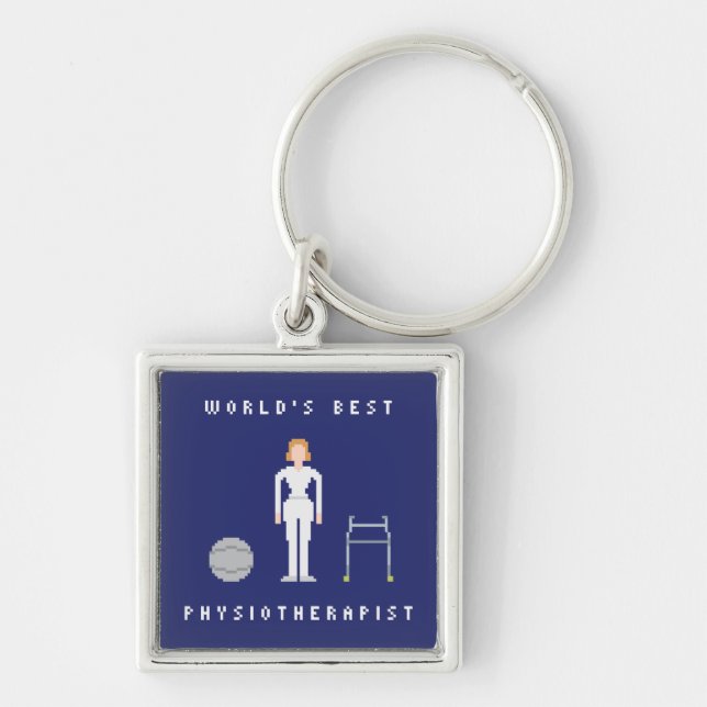 World's Best Female Physiotherapist 8Bit Style Keychain (Front)