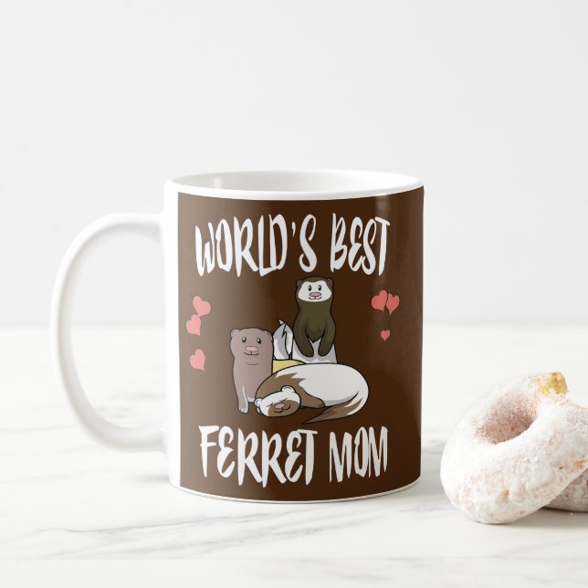 World's Best Ferret Mom  Coffee Mug (With Donut)