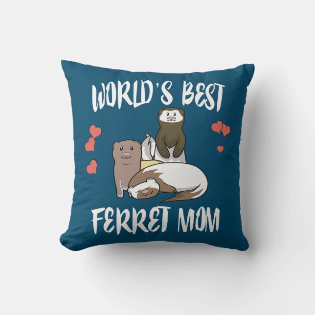 World's Best Ferret Mom  Throw Pillow (Front)