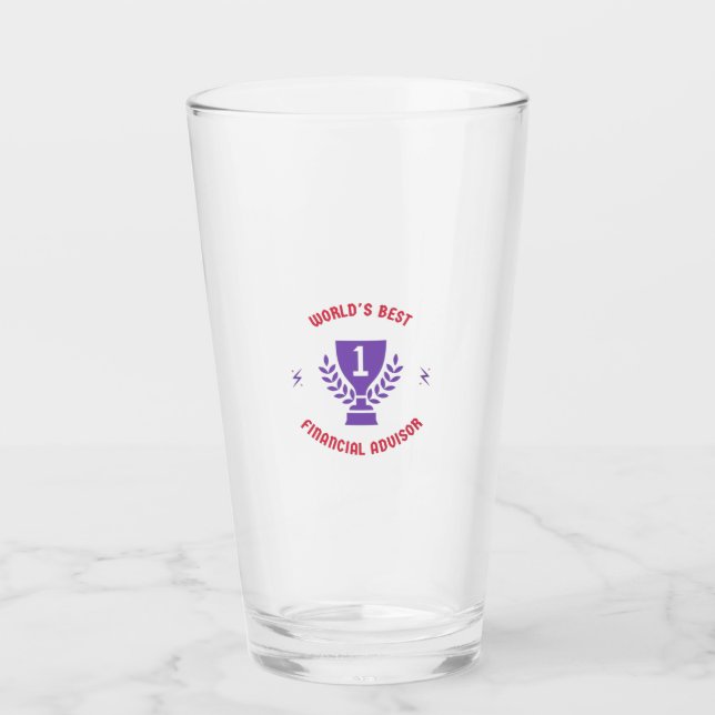 World's best financial advisor glass (Front)