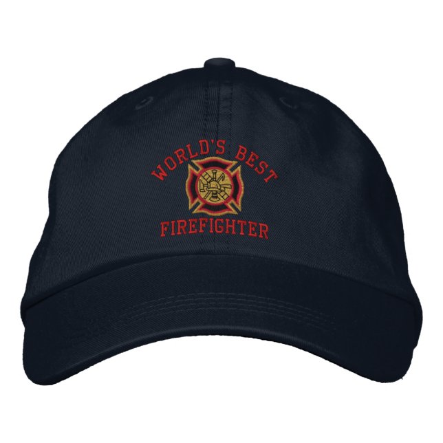 World's Best Firefighter Custom Embroidery Embroidered Baseball Cap (Front)