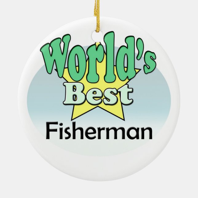World's best Fisherman Ceramic Ornament (Back)