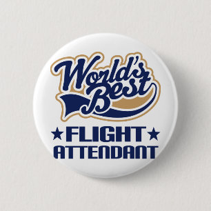 Worlds Best Flight Attendant Pinback Button