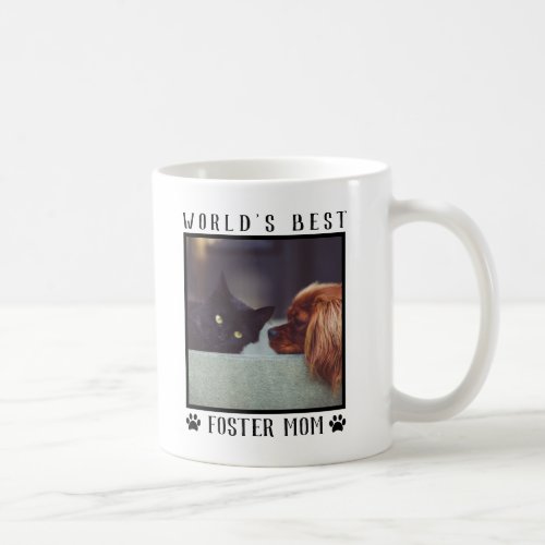 Worlds Best Foster Mom Paw Prints Pet Photo Frame Coffee Mug