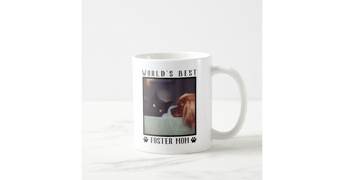 World's Best Foster Mom Paw Prints Pet Photo Frame Coffee Mug | Zazzle