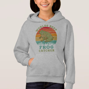 Worlds Best Frog Catcher, Retro Vintage Frog Lover Hoodie