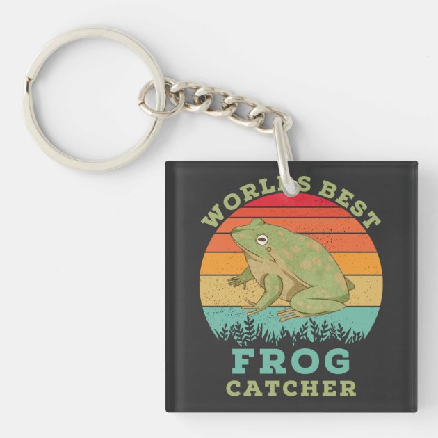 Worlds Best Frog Catcher, Retro Vintage Frog Lover Keychain | Zazzle