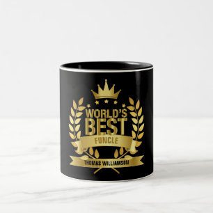 World's Best Funcle Uncle Gold Black Two-Tone Coffee Mug