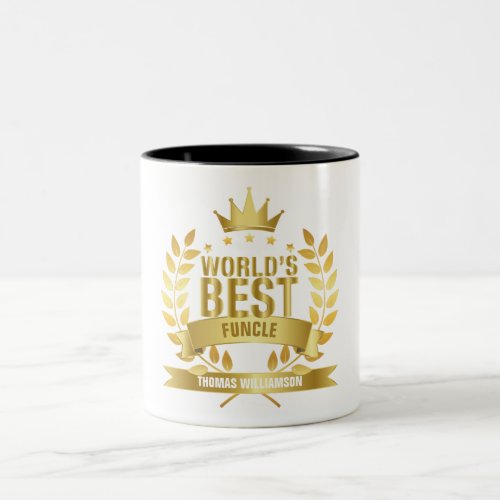 Worlds Best Funcle Uncle Gold Two_Tone Coffee Mug