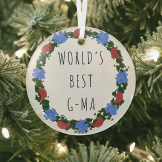 World's Best G-Ma Holiday gift Glass Ornament