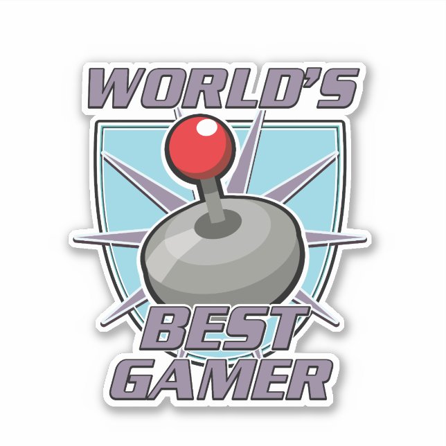 World's best gamer retro logo sticker (Front)
