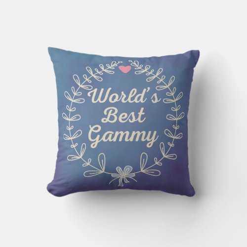 Worlds Best Gammy Wreath Throw Pillow Gift