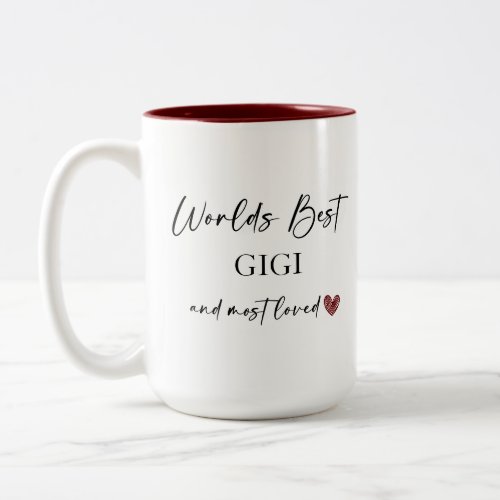 Worlds Best Gigi and Most Loved Photo Gift Two_Tone Coffee Mug