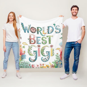 World's BEST GIGI Grandma Gift Birthday Christmas  Fleece Blanket