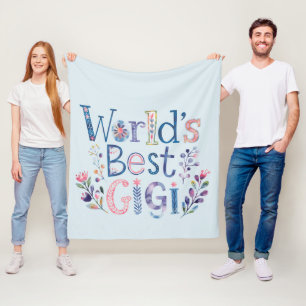 World's BEST GIGI Grandma Gift Birthday Christmas  Fleece Blanket