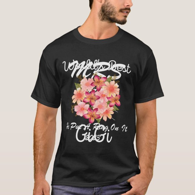 Worlds Best Gigi Pink Peach Flower Bouquet Grandma T-Shirt (Front)