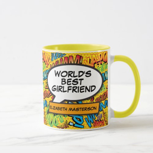 Worlds Best Girlfriend Fun Modern Comic Book Mug