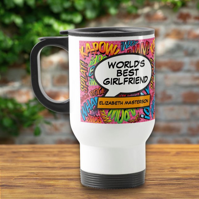 World's Best Girlfriend Fun Modern Retro Comic Travel Mug (World's Best Girlfriend Fun Modern Retro Comic Travel Mug)