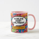World's Best Girlfriend Fun Retro Comic Book Pink Mug<br><div class="desc">Personalise,  customise,  make it your own the Comic Book Pop Art way! Cool,  trendy and fun design that puts the wham zap pow into your day. A great gift for any superhero girlfriend. Designed by Thisisnotme©</div>