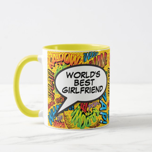 World's Best Girlfriend Fun Retro Comic Pop Art Mug (Left)