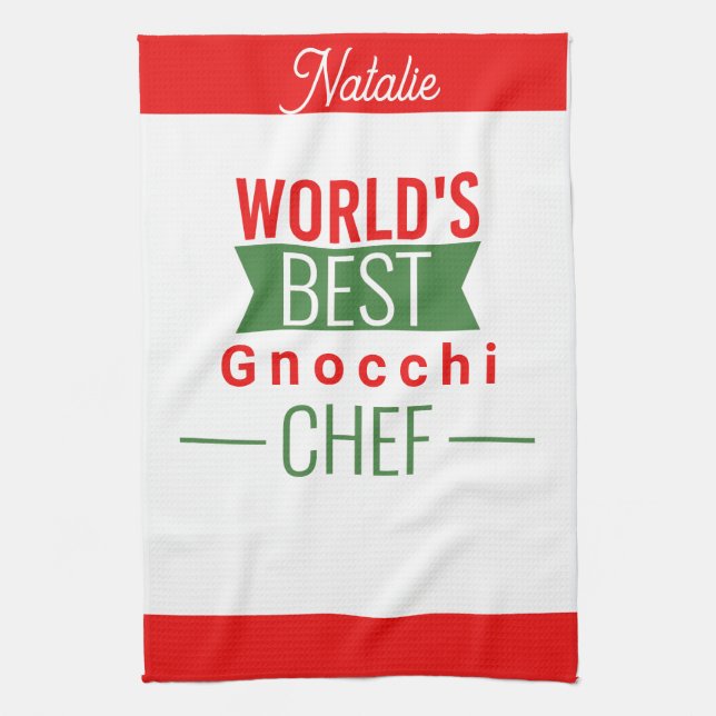 World's Best Gnocchi  Chef   -  personalized  Kitchen Towel (Vertical)