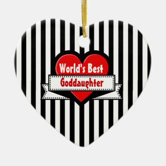 World's Best Goddaughter Red Heart Ribbon V20F Ceramic Ornament