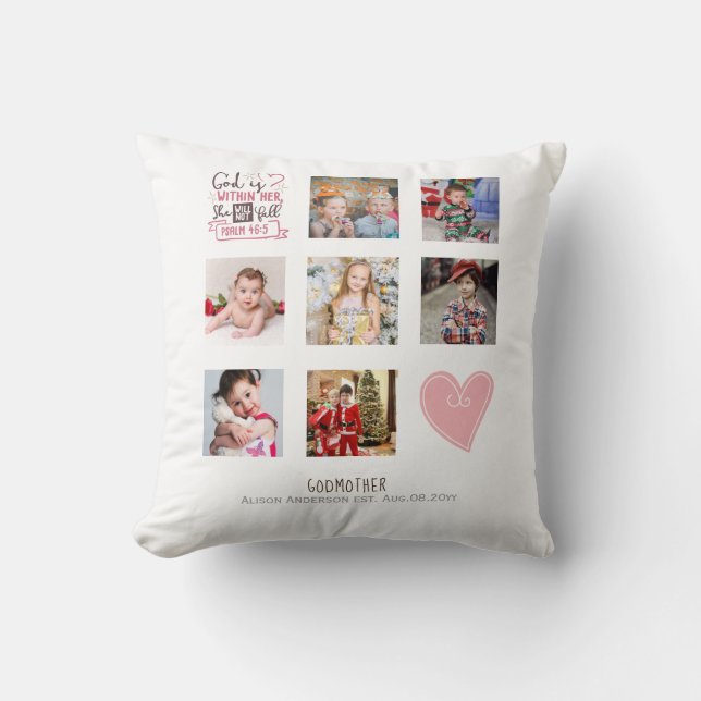 Worlds Best Godmother Cute Photo Collage Throw Pil Throw Pillow (Front)